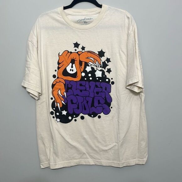 Clever Fools Mens White 100% Cotton Graphic Crew Neck Short Sleeve T-Shirt Sz XL - Picture 1 of 5